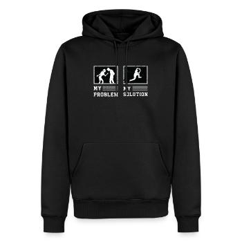 Amateur de parkour Mon problème Mon pictogramme Papa Maman - Sweat à capuche Premium bio Homme - noir - Devant - Nico (187cm)