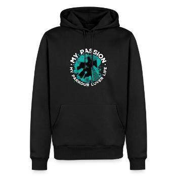 Amateur de Parkour Ma Passion Mon Parkour Freerunning - Sweat à capuche Premium bio Homme - noir - Devant - Nico (187cm)