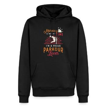 Le matin des amateurs de parkour n’est pas mon heure de freerunning - Sweat à capuche Premium bio Homme - noir - Devant - Nico (187cm)
