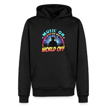 Disc Jockey Music On World Turntable Disc Jockeys - Männer Premium Bio Hoodie - Schwarz - Vorne - Nico (187cm)