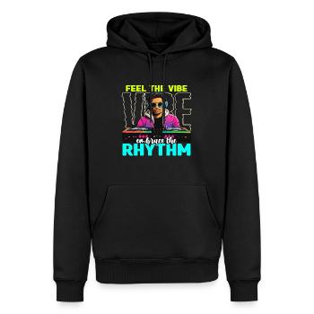 Disc Jockey Feel The Vibe Turntable Disc Jockeys - Männer Premium Bio Hoodie - Schwarz - Vorne - Nico (187cm)