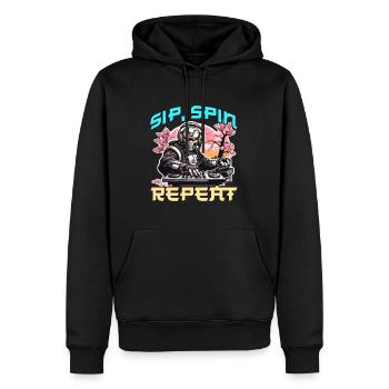 Disc Jockey Sip Spin Repeat DJ Music Disc Jockeys - Männer Premium Bio Hoodie - Schwarz - Vorne - Nico (187cm)