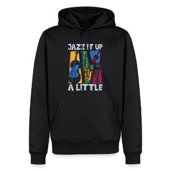 Musique Jazz Jazz It Up Un petit musicien de saxophone - Sweat à capuche Premium bio Homme - noir - Devant - Nico (187cm)