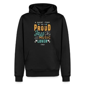 Amateur de musique jazz Une petite histoire Je suis un saxophoniste - Sweat à capuche Premium bio Homme - noir - Devant - Nico (187cm)