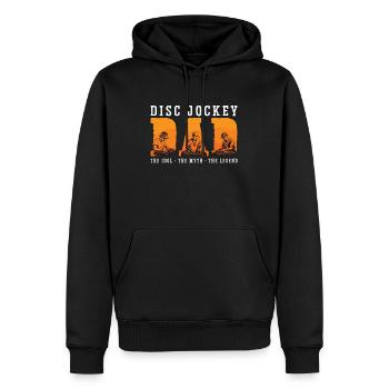 Disc Jockey Papa L’idole Le mythe Le mélomane - Sweat à capuche Premium bio Homme - noir - Devant - Nico (187cm)