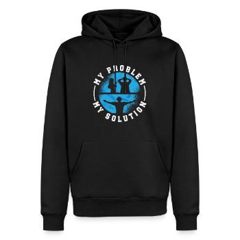 Disc Jockey My Problem My Solution Pictogram Dad - Männer Premium Bio Hoodie - Schwarz - Vorne - Nico (187cm)
