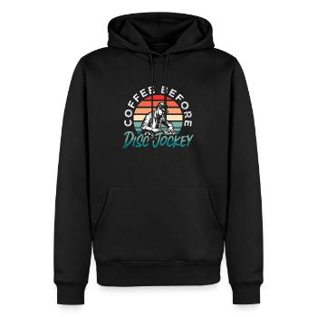 Disc Jockey Coffee Avant Disco Hall Amateur de café - Sweat à capuche Premium bio Homme - noir - Devant - Nico (187cm)