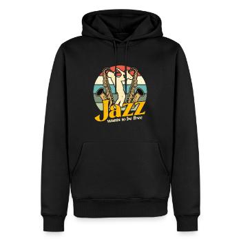 Musique Jazz Le Jazz Veut Être Amateur De Saxophone Rétro - Sweat à capuche Premium bio Homme - noir - Devant - Nico (187cm)