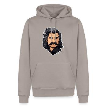 Retour aux années 80 : l’homme moustachu séduisant - Sweat à capuche Premium bio Homme - taupe - Devant - Nico (187cm)