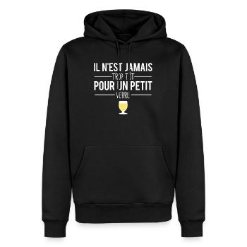 Il n'est jamais trop tôt pour un petit verre jaune - Sweat à capuche Premium bio Homme - noir - Devant - Nico (187cm)