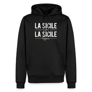 La sicile un jour la sicile toujours sicilien - Sweat à capuche Premium bio Homme - noir - Devant - Nico (187cm)