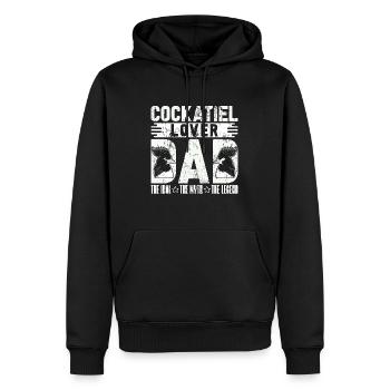 Calopsitte Amant Papa L’Idole L’oiseau d’ornement - Sweat à capuche Premium bio Homme - noir - Devant - Nico (187cm)