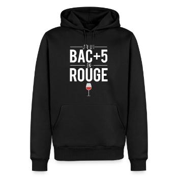 Je suis bac+5 en rouge vin vigne vigneron apéro - Sweat à capuche Premium bio Homme - noir - Devant - Nico (187cm)