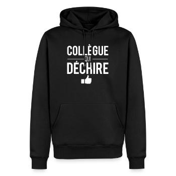 Collègue qui déchire meilleur collègue humour - Sweat à capuche Premium bio Homme - noir - Devant - Nico (187cm)
