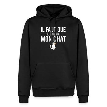 Il faut que je consulte mon chat propriétaire chat - Sweat à capuche Premium bio Homme - noir - Devant - Nico (187cm)