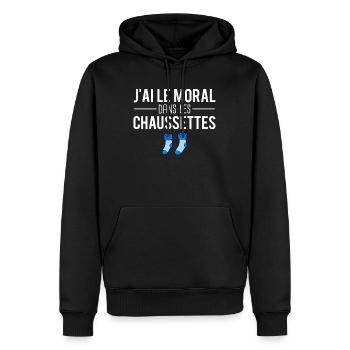 J'ai le moral dans les chaussettes expression - Sweat à capuche Premium bio Homme - noir - Devant - Nico (187cm)