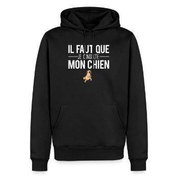 Il faut que je consulte mon chien propriétaire - Sweat à capuche Premium bio Homme - noir - Devant - Nico (187cm)