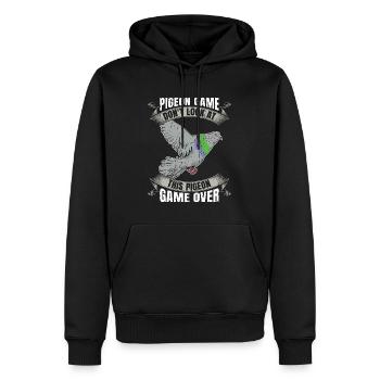 Jeu de pigeon voyageur Ne regardez pas l’amateur de courses de pigeons - Sweat à capuche Premium bio Homme - noir - Devant - Nico (187cm)
