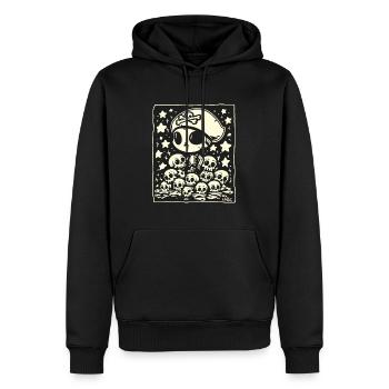 Crâne de pirate Chibi - Sweat à capuche Premium bio Homme - noir - Devant - Nico (187cm)