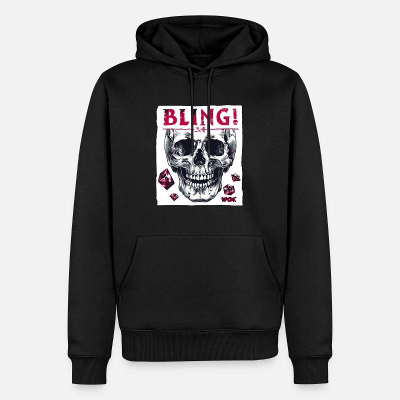 Diamants, rubis et crânes - Sweat à capuche Premium bio Homme - noir