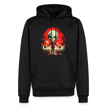 Squelette de crâne avec des tasses - Sweat à capuche Premium bio Homme - noir - Devant - Nico (187cm)