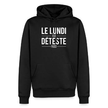 Le lundi vous déteste aussi semaine travail matin - Sweat à capuche Premium bio Homme - noir - Devant - Nico (187cm)