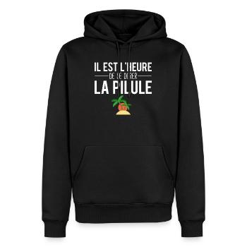 Il est temps de se dorer la pilule vacances humour - Sweat à capuche Premium bio Homme - noir - Devant - Nico (187cm)