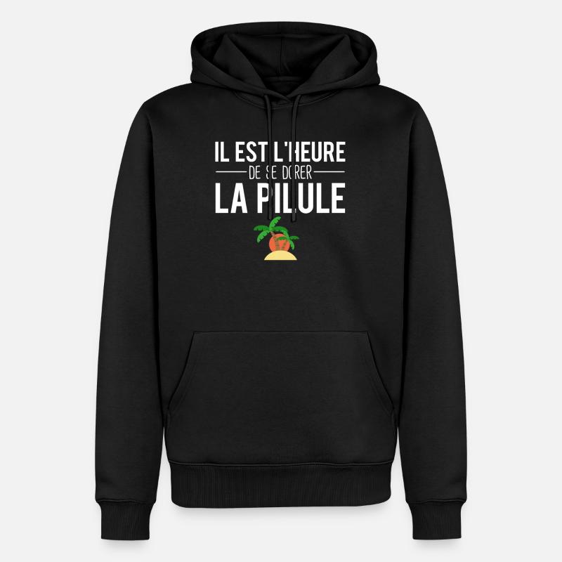 Il est temps de se dorer la pilule vacances humour - Sweat à capuche Premium bio Homme - noir