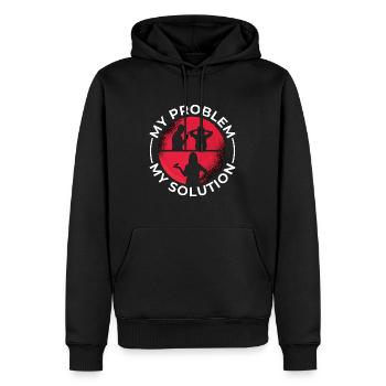 Amoureux des perruches Mon problème Ma solution Pictogramme Maman - Sweat à capuche Premium bio Homme - noir - Devant - Nico (187cm)