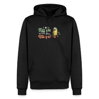 Conure Je vais t’embrasser et puis perroquet amateur d’oiseaux - Sweat à capuche Premium bio Homme - noir - Devant - Nico (187cm)