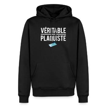 Véritable plaquiste meilleur plaquiste métier - Sweat à capuche Premium bio Homme - noir - Devant - Nico (187cm)