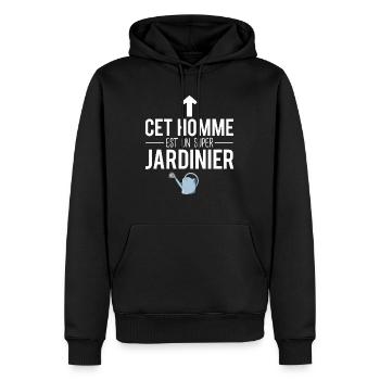 Cet homme est un super jardinier jardinage métier - Sweat à capuche Premium bio Homme - noir - Devant - Nico (187cm)