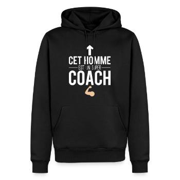 Cet homme est un super coach sportif sport - Sweat à capuche Premium bio Homme - noir - Devant - Nico (187cm)