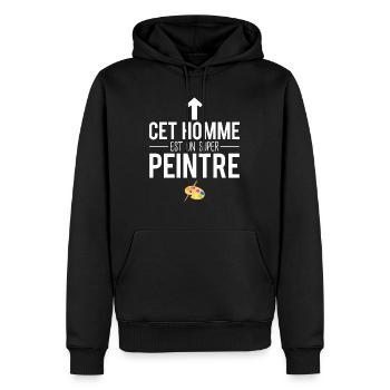 Cet homme est un super peintre amateur peinture - Sweat à capuche Premium bio Homme - noir - Devant - Nico (187cm)