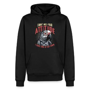 Gris africain Je n’ai pas besoin de votre attitude propriétaire d’oiseau - Sweat à capuche Premium bio Homme - noir - Devant - Nico (187cm)