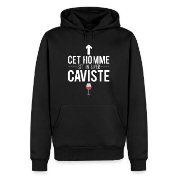 Cet homme est un super caviste vigne vin humour - Sweat à capuche Premium bio Homme - noir - Devant - Nico (187cm)