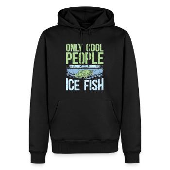 Pêche sur glace Seulement les gens cool Poisson sur glace Lac gelé - Sweat à capuche Premium bio Homme - noir - Devant - Nico (187cm)