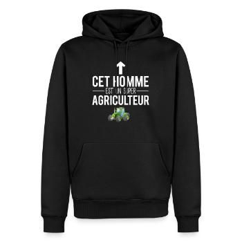 Cet homme est un super agriculteur tracteur humour - Sweat à capuche Premium bio Homme - noir - Devant - Nico (187cm)