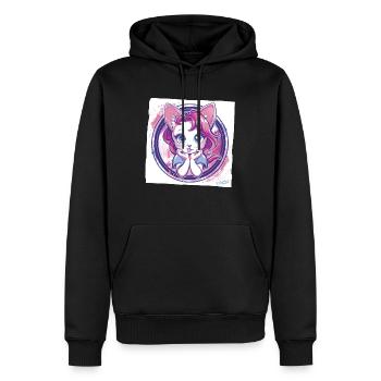 Chat Anime Comique Vous Regardez - Sweat à capuche Premium bio Homme - noir - Devant - Nico (187cm)