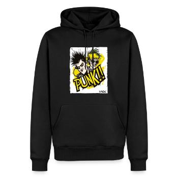 Dessin animé cool sur la musique punk, espèce de punk ! - Sweat à capuche Premium bio Homme - noir - Devant - Nico (187cm)