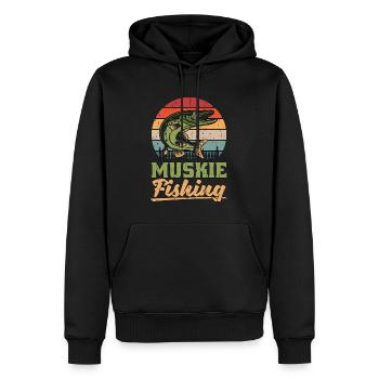 Muskie Fishing Predatory Fish Muskie Fisherman - Men’s Premium Organic Hoodie - black - Front - Nico (187cm)