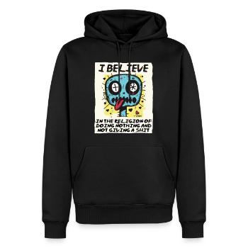 Religiöser Gläubiger im Nichtstun - Männer Premium Bio Hoodie - Schwarz - Vorne - Nico (187cm)