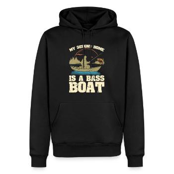 Pêche à l’achigan Ma deuxième maison est un pêcheur en bateau - Sweat à capuche Premium bio Homme - noir - Devant - Nico (187cm)