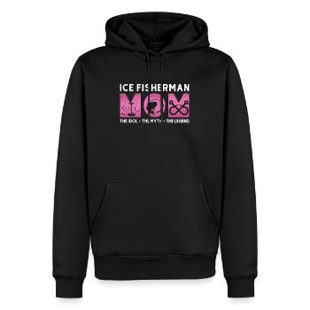 Pêcheur sur glace Maman L’idole Le mythe Amateur de pêche - Sweat à capuche Premium bio Homme - noir - Devant - Nico (187cm)