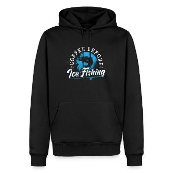 Le café du pêcheur sur glace aime la pêche amateur de café - Sweat à capuche Premium bio Homme - noir - Devant - Nico (187cm)