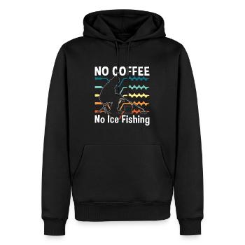 Pêcheur sur glace, Pas de café, Pas de pêcheurs, Amateur de café - Sweat à capuche Premium bio Homme - noir - Devant - Nico (187cm)