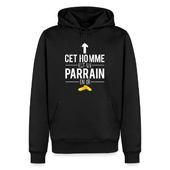 Cet homme est un parrain en or meilleur parrain - Sweat à capuche Premium bio Homme - noir - Devant - Nico (187cm)
