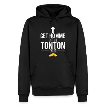 Cet homme est un tonton en or meilleur tonton - Sweat à capuche Premium bio Homme - noir - Devant - Nico (187cm)