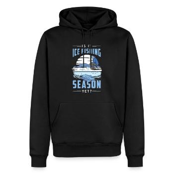 Pêche sur glace Est-ce la saison de la pêche sur glace Lac gelé - Sweat à capuche Premium bio Homme - noir - Devant - Nico (187cm)
