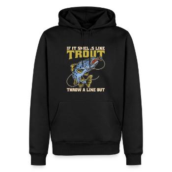 Pêche à la truite si ça sent la truite Pêche sportive - Sweat à capuche Premium bio Homme - noir - Devant - Nico (187cm)